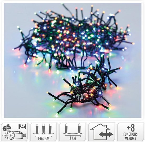 Oneiro’s luxe Cluster - 1000 LED - 20 meter - 8 Lichtfuncties + Geheugen - multicolor - kerst – clusterverlichting- feestdagen - winter - verlichting - binnen - buiten – sfeer