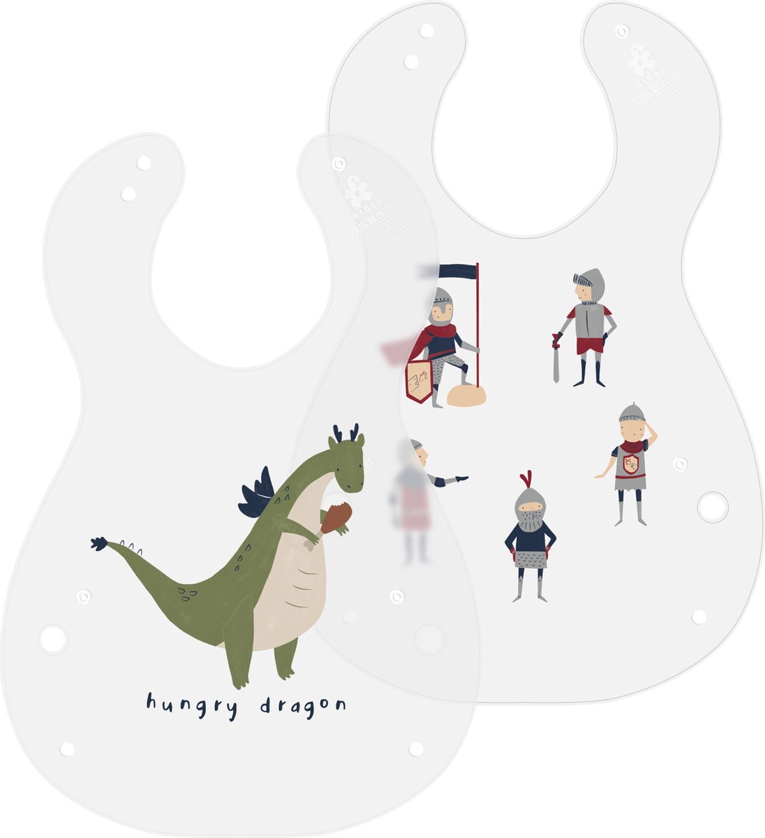 Goedkoopste Sebra slabbetje met print set van twee - dragon tales