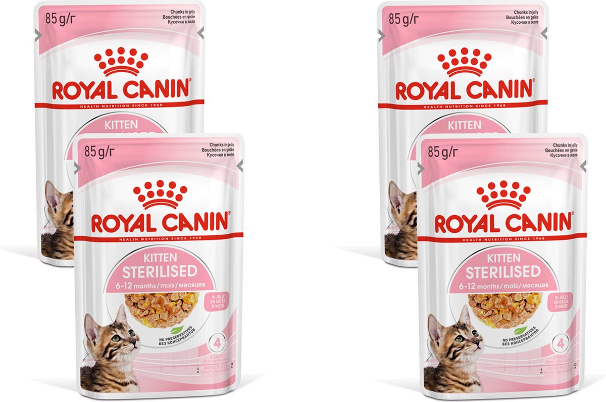 Royal Canin Royal Canin Kitten Sterilised Jelly - Kitten-Kattenvoer - 4 x 12x85 g
