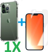 Shock-proof silicone hoesje met 1 Pack Tempered glas Screen Protector Geschikt voor: iPhone 13 Pro