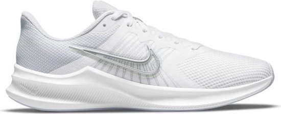 Nike Downshifter 11 Dames Sportschoenen - White/Mtlc Silver-Pure Platinum-Wolf Grey - Maat 36