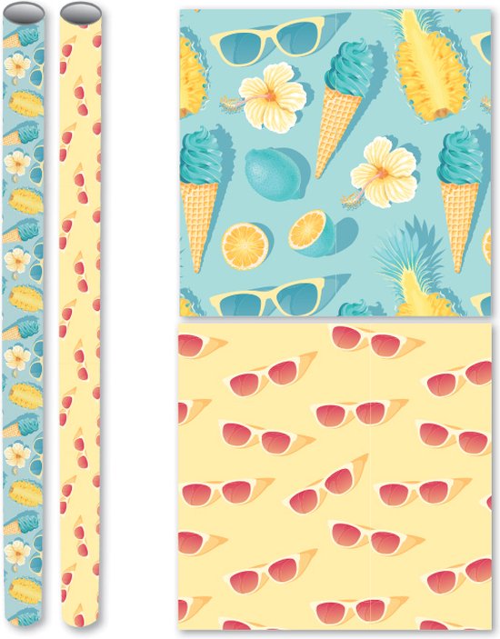 Summer - Papier de couverture - 2 mètres x 70 cm - 4 Rouleaux
