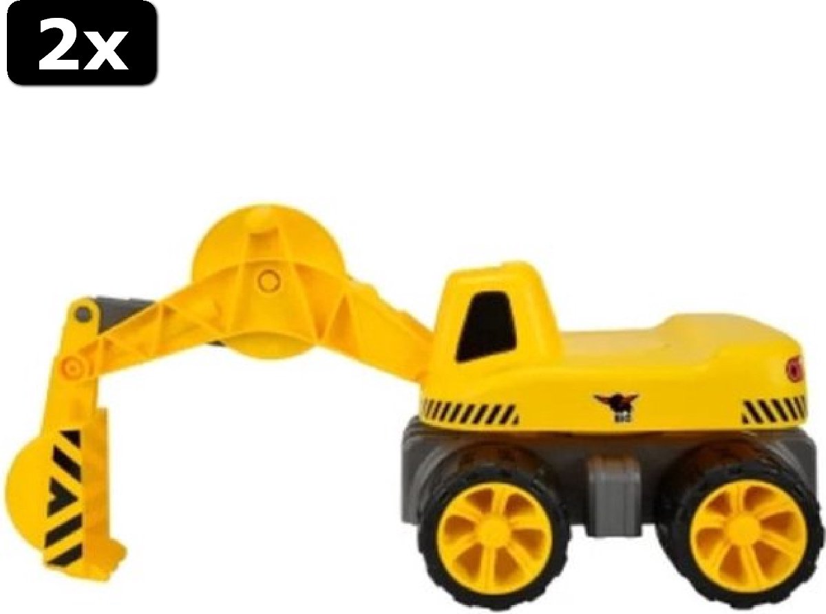 2x BIG Power Worker Maxi Graafmachine Loopauto Werkvoertuig