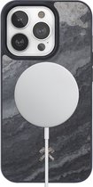 Woodcessories Magnetic Stone Case  - geschikt voor iPhone 14 Pro Max- ingelegd met echt steen - geschikt voor MagSafe en draadloos laden - Camo grey