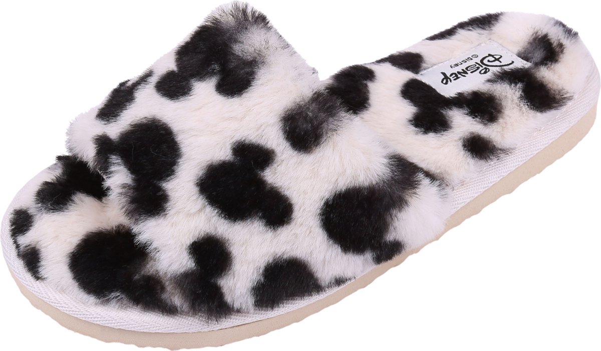 Zwart-beige bontpantoffels - Mickey Mouse DISNEY / 38-39