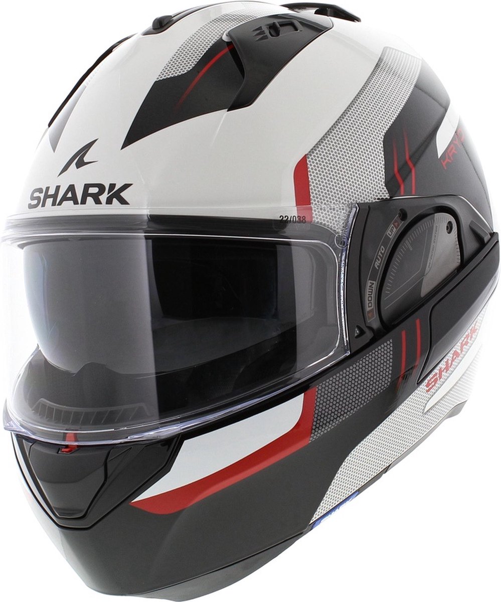 Shark Evo Es Kryd Wit Zwart Rood WKR Systeemhelm S