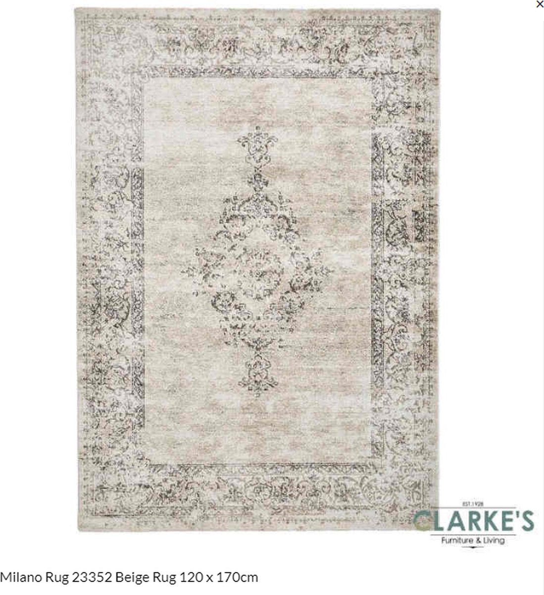 Clarke - Vloerkleed Milano 23352 - Laagpolig - Beige- 120x170 cm