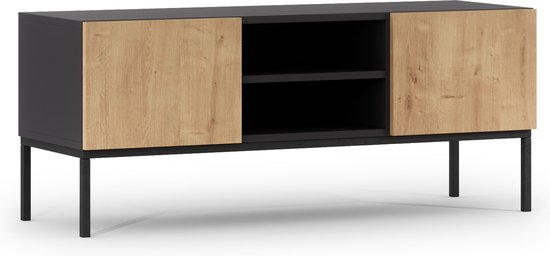 Lanzzi- SF-LAN-A-RTV120 - TV meubels -Zwart mat / Ambachtelijk eiken - 120 cm
