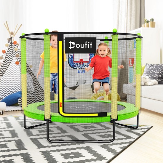 JOY SPOT! Kinder Trampolin Indoor Outdoor, 91cm Faltbares Minitrampolin mit Verstellbarer Griff, Kindertrampolin Klappbar Max 68 kg, Gartentrampolin für Kleinkind Jungen, Mädchen ab 3 4 5 6 7 Jahren