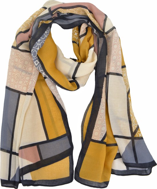 Sjaal Yada - Mosterd/Grijs | Viscose | 180 x 90 cm | Fashion Favorite