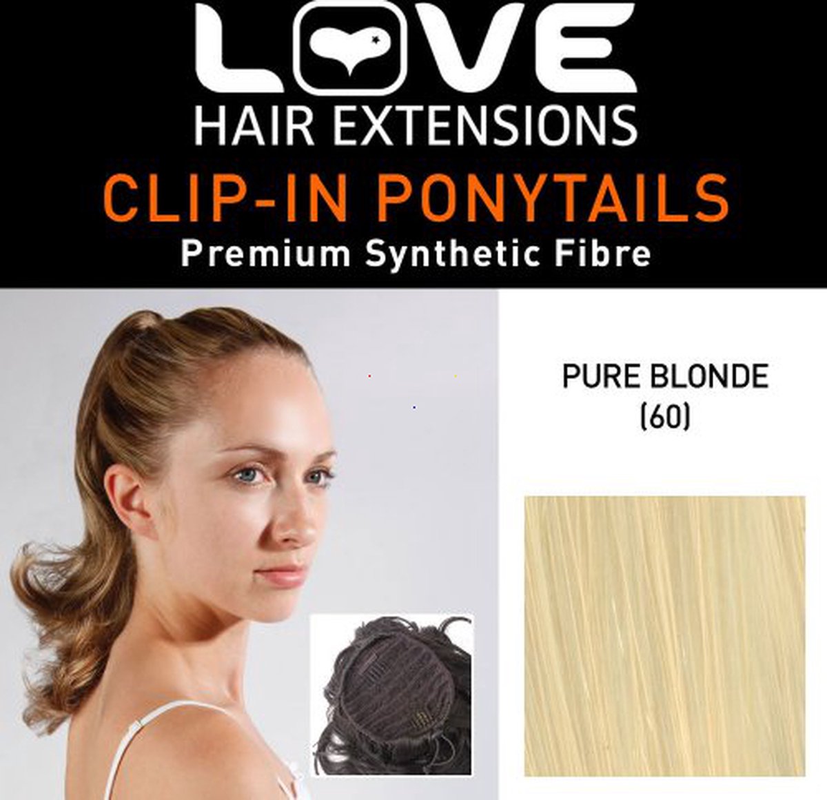 Love Hair Extensions Percilla Trekkoord Synthetisch Haar Paardenstaart Kleur 60 Puur Blond 16 inch