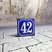 Numéro de maison en émail bleu / blanc n ° 42