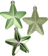 Kerstornamenten sterren - kunststof - 6x st - groen - 7 cm