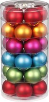 36x morceaux de petites boules de Noël en verre mix coloré 4 cm
