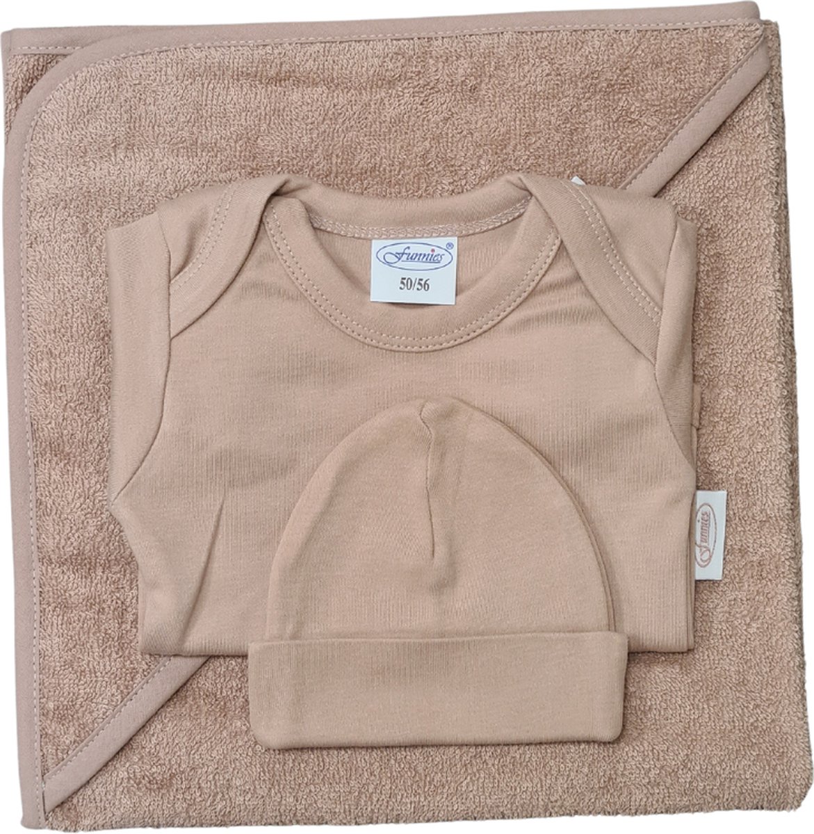 Goedkoopste Funnies- baby cadeau set- Kraamcadeau - Badcape - Baby romper – baby muts - Geboortecadeau - Baby cadeau - oudroze -pinkstone