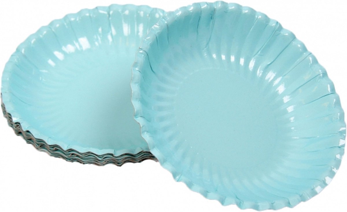 Lichtblauwe kartonnen serveer/snack schaaltjes 30x stuks van dia 16 cm