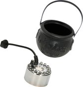 Heksenketel/kookpot zwart kunststof met mistmaker rookmachine 10 x 15 cm