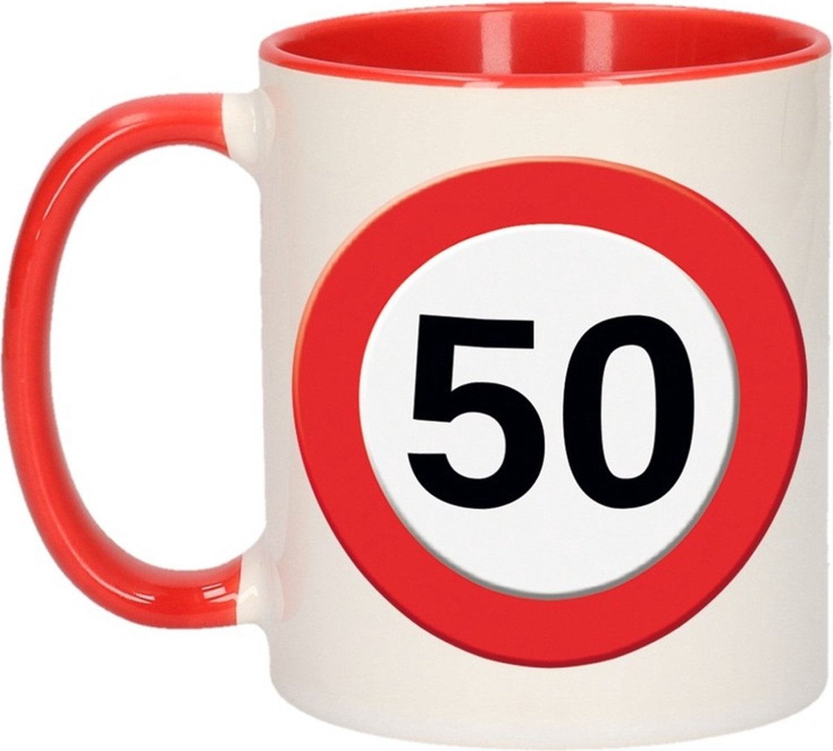 Bellatio Decorations - Cadeau drinkbeker/koffiemok - 50 jaar verjaardag 300 ML