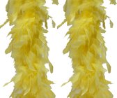 Veren Boa - 2 stuks - Carnaval verkleed accessoire - geel - 180 cm