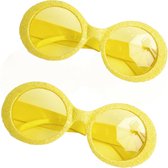 Faram party brillen - 2 stuks -  geel - glitters - disco