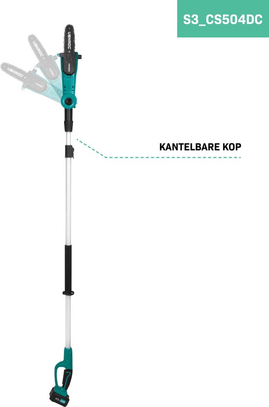 VONROC Telescopische Accu Kettingzaag 20V - Kantelbaar zaagblad - Traploos verlengbaar (Incl. 4.0Ah Accu en snellader) van VONROC — afbeelding 4