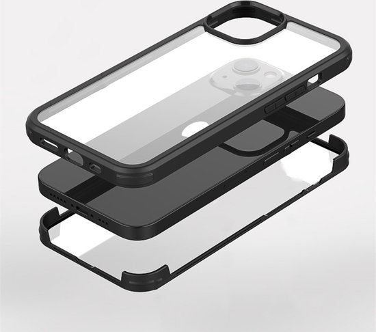 Mobiq - Rugged 360 Graden Full Body iPhone 14 Pro Max Hoesje - zwart