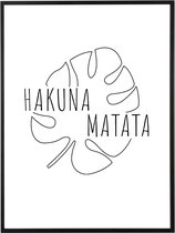 Hakuna Matata Poster | Foto in Lijst 30x40 cm | Schilderijlijst | Fotofabriek Ingelijste Posters | Fotolijstje | Motivatie Poster | Zwarte Houten Fotolijst | Lijst met Glas