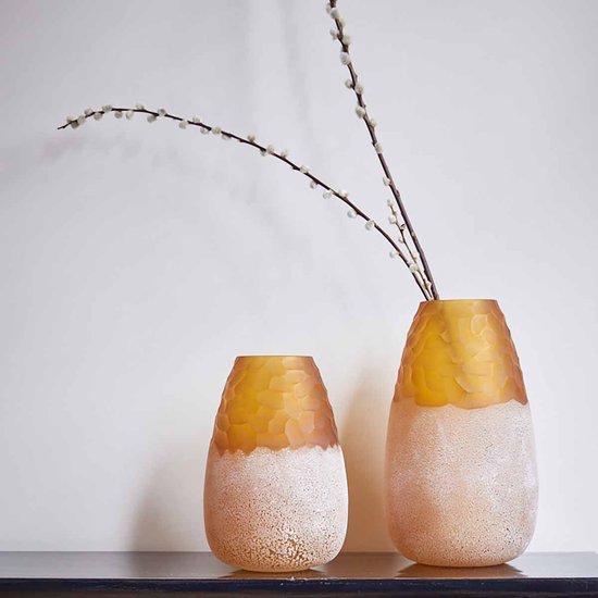 Riverdale - Vase Yade ambre 26cm - Jaune