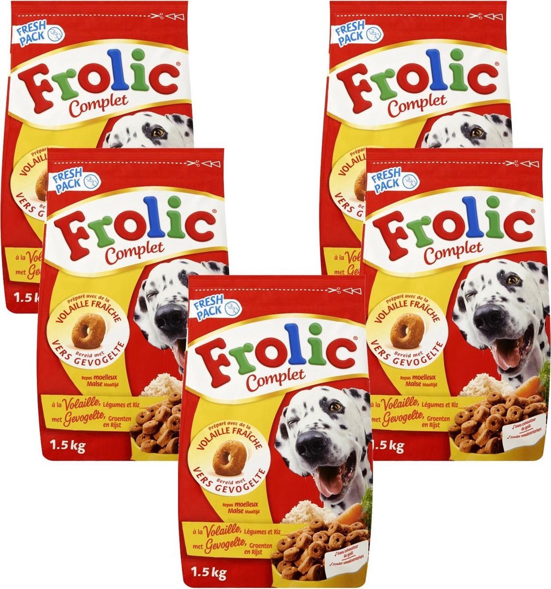 5x Frolic Compleet - Gevogelte - Hondenvoer - 1.5kg