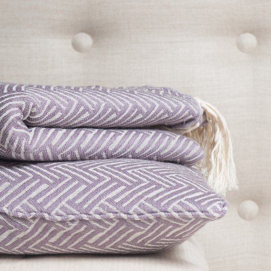 Lantara - Vienna - Plaid Deken - Mauve - 160x250cm - Wol/Katoen