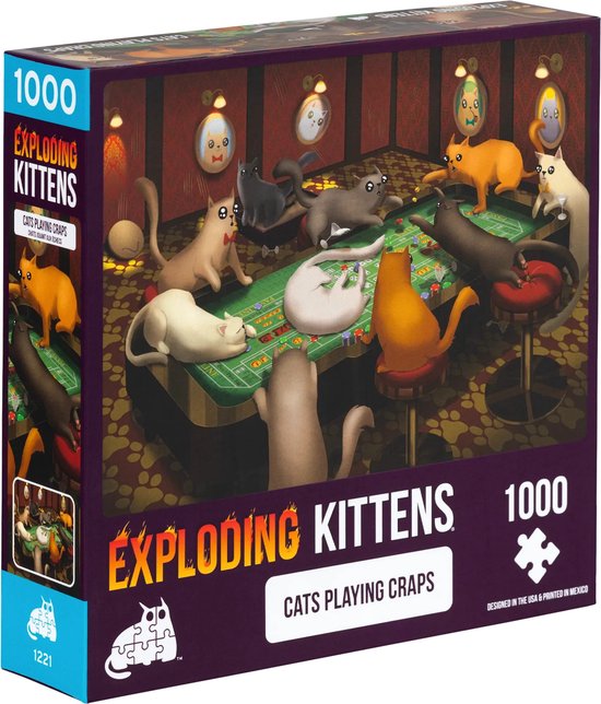 Foto: Cats playing craps puzzel 1000 stukjes