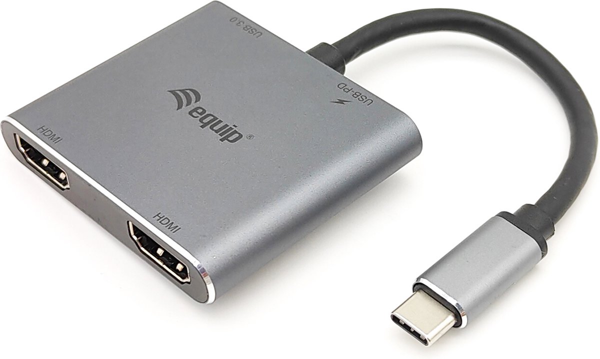 Equip 133484 USB-C 4 in 1 Dual HDMI Adapter