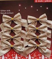 8 Gouden kerststrikjes voor kerstboom - goudkleurige strikken voor kerstdecoratie
