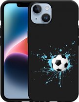 Geschikt voor Apple iPhone 14 Hoesje Zwart Soccer Ball - Designed by Cazy