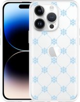 Geschikt voor Apple iPhone 14 Pro Hoesje Snowflake Pattern - Designed by Cazy