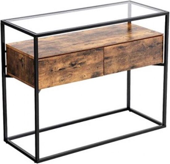 MAHANCRIS Consoletafel met laadstation, 180 cm slanke banktafel