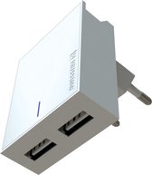 Swissten USB Oplader met 2 USB Poorten - 15W - Wit