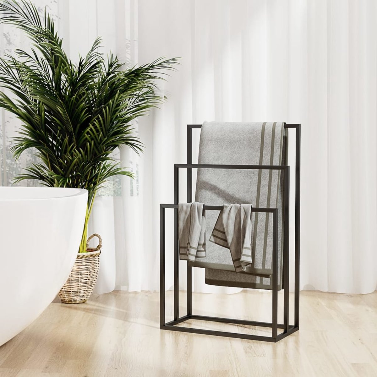 Prolenta Premium - Handdoekenrek vrijstaand 48x24x79 cm ijzer zwart