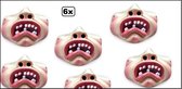 6x Demi-masque joues potelées avec dents tristes - Fun à thème amusante fête d'anniversaire party d'halloween