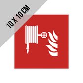 Pictogram/ bordje | Brandhaspel | 10 x 10 cm | Haspel | Bordje | Rood | Brand | Brandslang | Nooduitgang | Aanwijzers | Openbaar gebouw | Brandweer | Noodgeval | Noodsituatie | Blussen | Wegwijs | 1 stuk