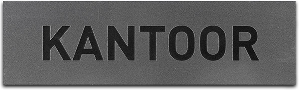 Deurbordje - KANTOOR - Rechthoek - RVS met Zwart - 45 x 155 mm - Prive - Kantoor bordje - Deurbord - Zelfklevend