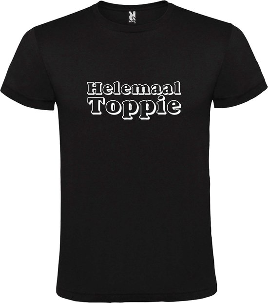 T-shirt Zwart avec image "Totally Toppie" Wit Taille S