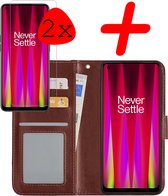 OnePlus Nord CE 2 Case Bookcase Cover Flip Case Book Cover 2x Avec Protecteur d'écran - OnePlus Nord CE 2 Cover Book Case Case - Marron