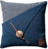 Knit Factory Barley Sierkussen - Jeans - 50x50 cm - Kussenhoes inclusief kussenvulling