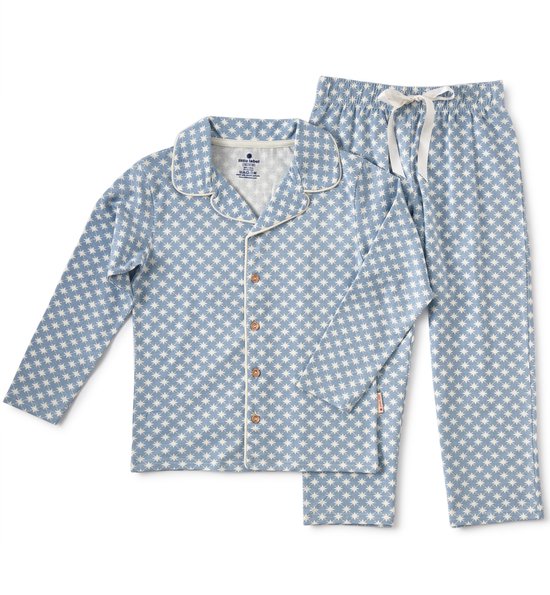 Little Label Pyjama Meisjes Maat 110-116/6Y - lichtblauw, wit - Twinkle - Pyjama Kind - Zachte BIO Katoen