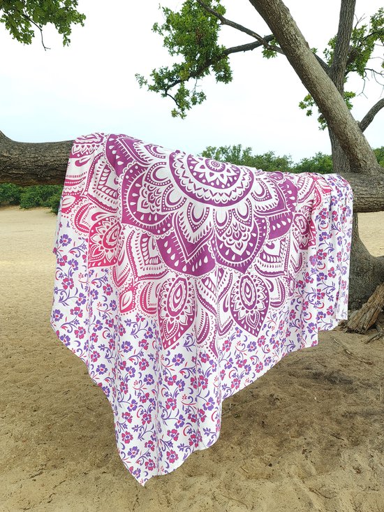 uniek straf Fantasierijk XL groot strandlaken - 100% duurzaam katoen - Dun textiel - Roze/paars -  Mandala -... | bol.com