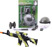 5-Delig verkleed set leger/soldaten voor kinderen - Machinegeweer/helm/accessoires