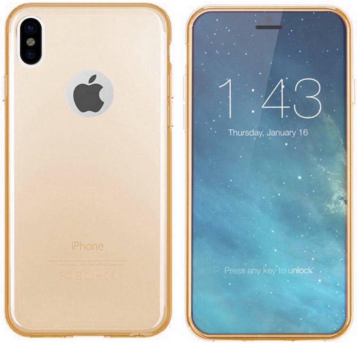 Shock Proof Case - Telefoonhoesje - Doorzichtig Hoesje voor Apple iPhone X/Xs - Transparant Goud