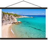 Porte-affiche avec affiche - Affiche scolaire - Mer - Plage - Été - 120x80 cm - Lattes noires