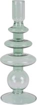 2x Present Time Candle Holder Glass Art Rings Large Green